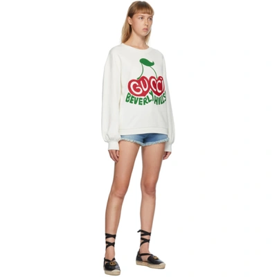 Shop Gucci Off-white 'beverly Hills' Sweatshirt In 9095 Sunlig