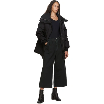 Shop Mm6 Maison Margiela Black Denim Wide-leg Trousers In 900 Black