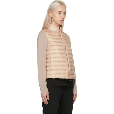 Shop Moncler Pink Down Cardigan Jacket In 511 Blush