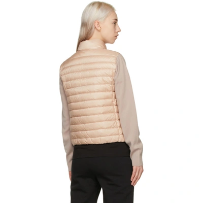 Shop Moncler Pink Down Cardigan Jacket In 511 Blush