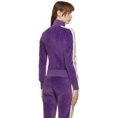 Shop Palm Angels Purple Chenille Track Jacket In Purple/wht