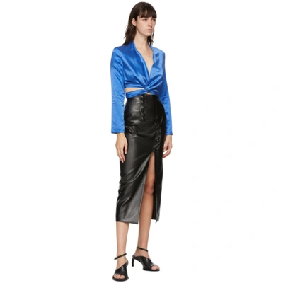 Shop Matériel Tbilisi Blue Wrap Around Blouse In Cobalt