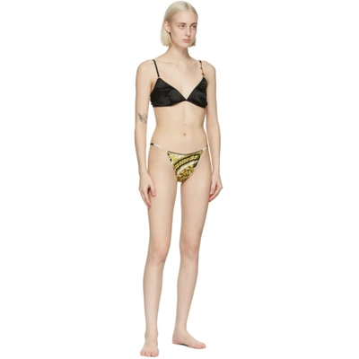 Shop Versace White & Yellow Barocco Thong In 5w060 Gold
