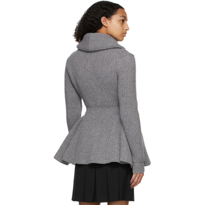 Shop Alexander Mcqueen Grey Wool Flared Cardigan In 1015 Grymel