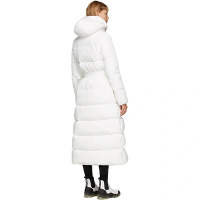 Shop Moncler White Down Belted Goelo Coat In 034 White