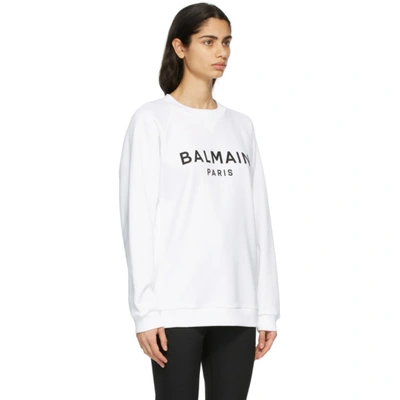 Shop Balmain White & Black Logo Sweatshirt In Gab Wh/blk