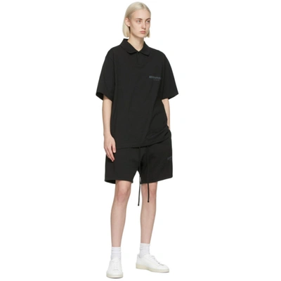 Shop Essentials Black Short Sleeve Polo In Stretch Limo