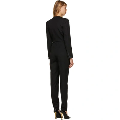 Shop Saint Laurent Black Deep V-neck Jumpsuit In 1000 Black