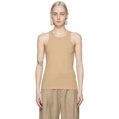 Shop Totême Beige Rib Espera Tank Top In 873 Beige