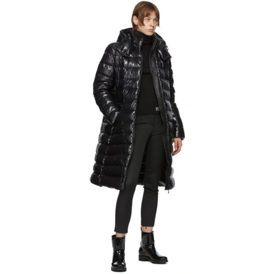 Shop Moncler Black Down Moka Coat In 999 Black