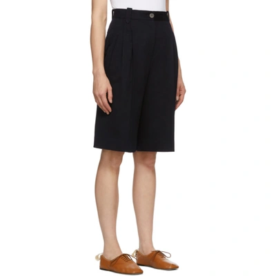 Shop Loewe Navy Virgin Wool Shorts In 5190 Navy