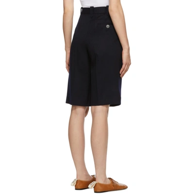 Shop Loewe Navy Virgin Wool Shorts In 5190 Navy