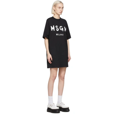 Shop Msgm Black Artist Logo T-shirt Dress