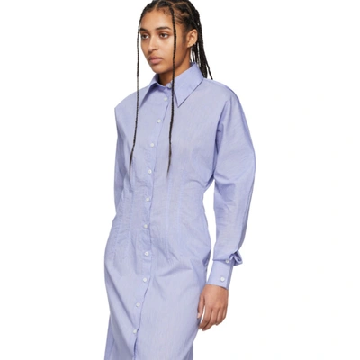 Shop Acne Studios Blue Cinched Shirt Dress In Powder Blue