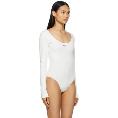 Shop Off-white White Rib Long Sleeve Bodysuit