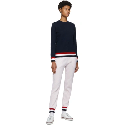 Shop Thom Browne Pink Seersucker Tricolor Waistband Lounge Pants In 640 Light P