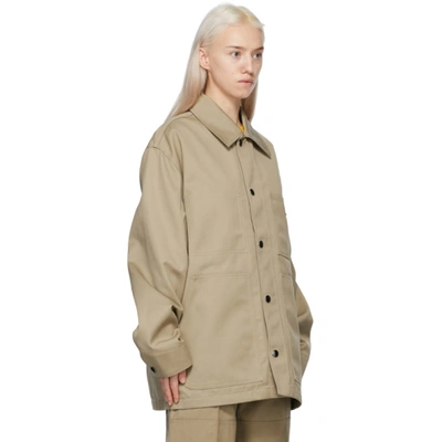 Shop Acne Studios Beige Twill Workwear Jacket In Aek Beige