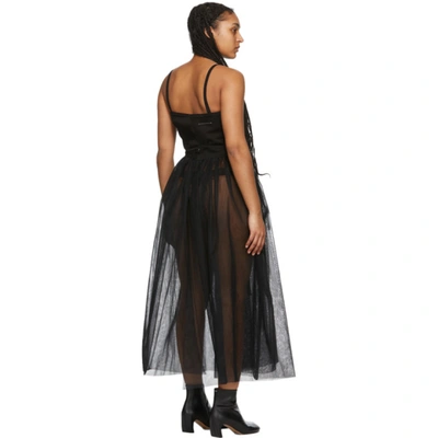 Shop Mm6 Maison Margiela Black Denim Tulle Tank Dress In 900 Black