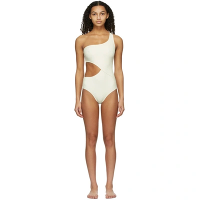 Shop Solid & Striped Off-white 'the Claudia' One-piece Swimsuit In Cream