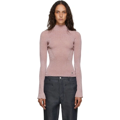 Shop Lanvin Pink Shiny Turtleneck Sweater In 52 Light Pi
