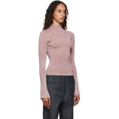 Shop Lanvin Pink Shiny Turtleneck Sweater In 52 Light Pi