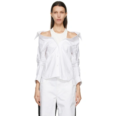 Shop Alexander Wang T White Off-shoulder Shirt In 111 White