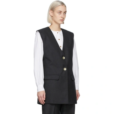 Shop Ganni Grey Wool Suiting Vest In 252 Phantom