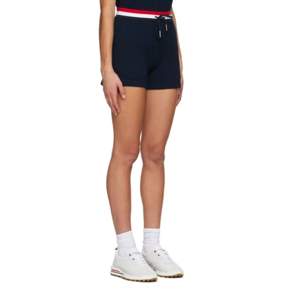 Shop Thom Browne Navy Cotton Seersucker Shorts In 415 Navy