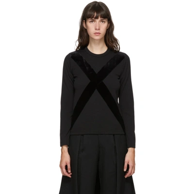 Shop Comme Des Garçons Comme Des Garçons Black Velvet Cross Long Sleeve T-shirt In 1 Black