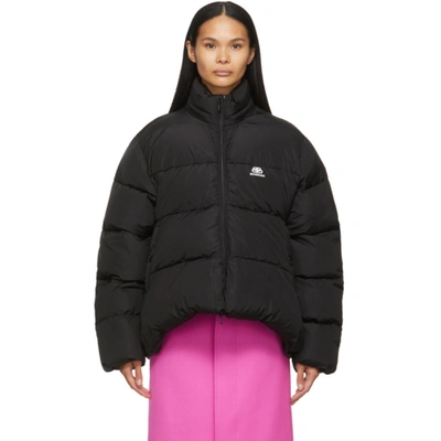 Shop Balenciaga Black Bb C-shape Puffer Jacket In 1000 Black