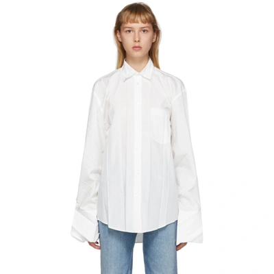 Shop Balenciaga White Cotton Plissee Shirt In 9000 White
