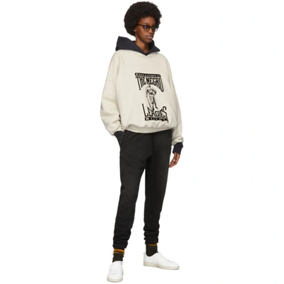 Shop Fear Of God Beige Felted Graphic Sweatshirt In Oatmeal/blk