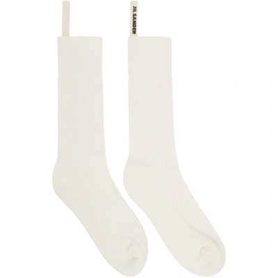 Shop Jil Sander Three-pack Off-white Classic Socks In 100 White