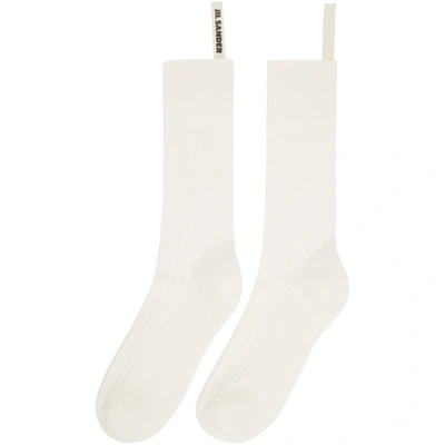 Shop Jil Sander Three-pack Off-white Classic Socks In 100 White