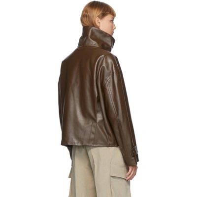 DRAE 棕色 BLOUSON 合成皮革夹克