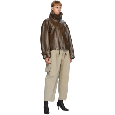 Shop Drae Brown Faux-leather Blouson Jacket