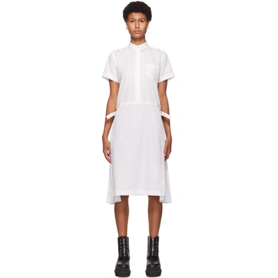 Shop Sacai White Shirt Dress In 101 White