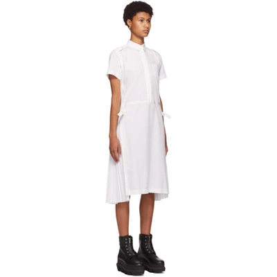 Shop Sacai White Shirt Dress In 101 White