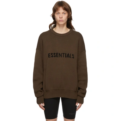 Shop Essentials Ssense Exclusive Brown Logo Sweater In Rain Drum