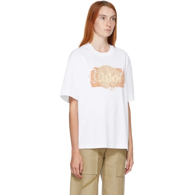 Shop Chloé Chloe White Logo T-shirt In 101 White