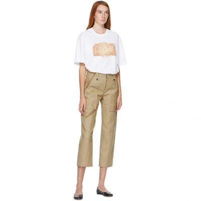 Shop Chloé Chloe White Logo T-shirt In 101 White