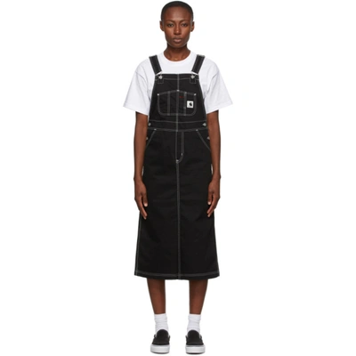 Shop Carhartt Work In Progress Black Bib Long Skirt Dress In Black Rinse