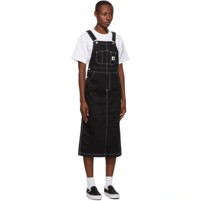 Shop Carhartt Work In Progress Black Bib Long Skirt Dress In Black Rinse