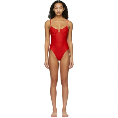 Shop Solid & Striped Red 'the Veronica' One-piece Swimsuit In Ruby