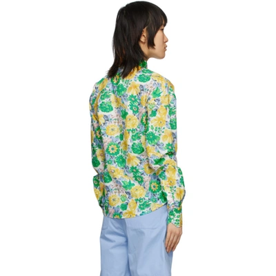 Shop Plan C Multicolor Floral Shirt In Fiw02 Blue