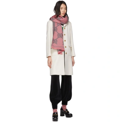 Shop Gucci Grey & Pink Lady Nest Lux Scarf In 1272 Graphi