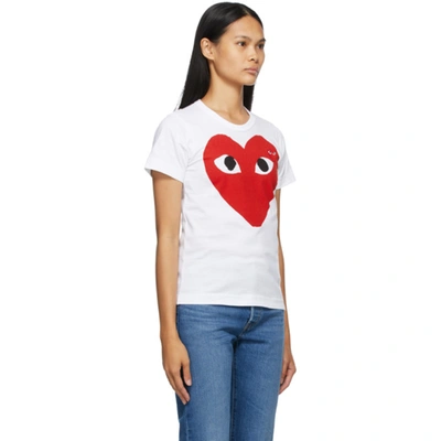 Shop Comme Des Garçons Play White Large Double Heart T-shirt