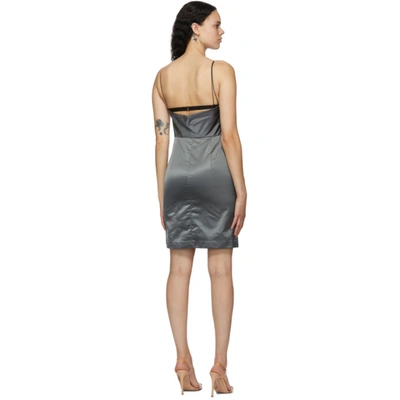 Shop Helmut Lang Grey Satin Evening Mini Dress In Silver