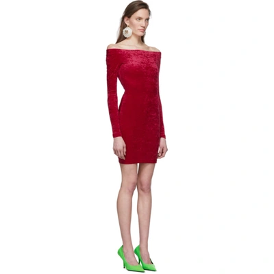 Shop Balenciaga Red Crushed Velvet Shorts Dress In 6105 Garnet