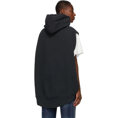 Shop Mm6 Maison Margiela Black Long Logo Hoodie In 855 Black